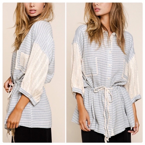 POL All Year Oversized Woven Tunic Top - Picture 5 of 14